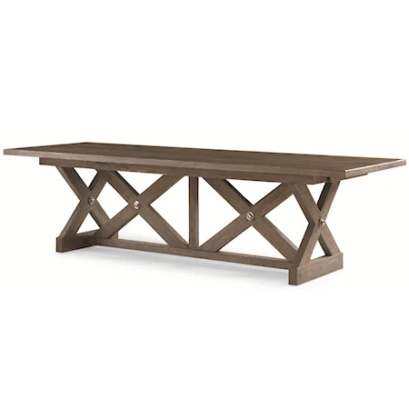 "Executive Chairman of the Board(s)" Dining Table with 12" Self-Storing Width-Extension Leaf and X Trestle Supports